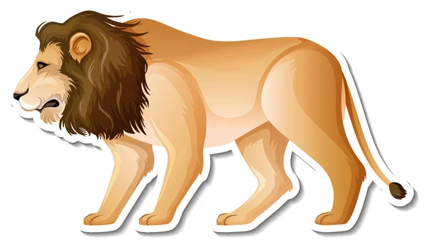 Eine Sticker Vorlage Der Zeichentrickfigur Des Löwen — Stockvektor