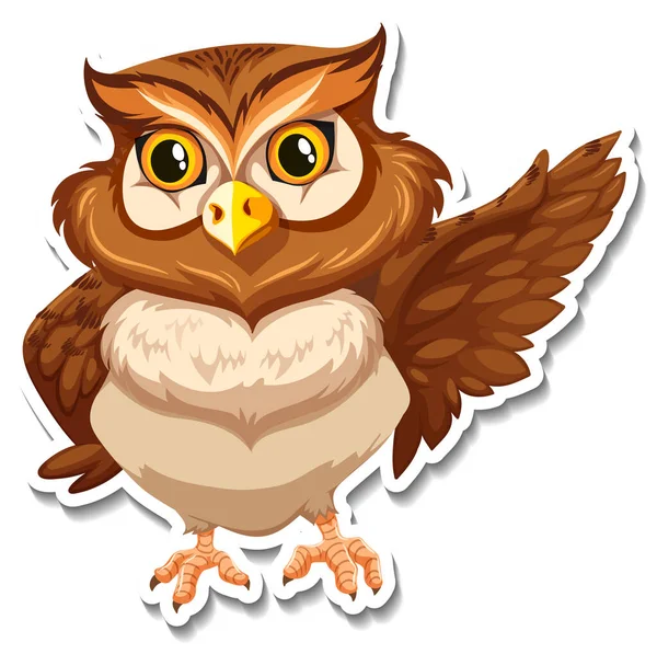 Brown Coruja Pássaro Desenho Animado Personagem Adesivo Ilustração —  Vetores de Stock