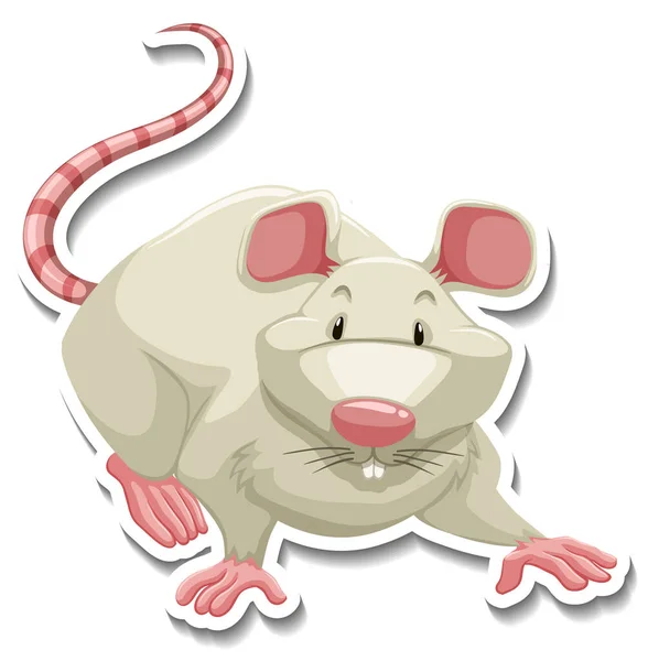 Souris Blanche Personnage Dessin Animé Autocollant Illustration — Image vectorielle