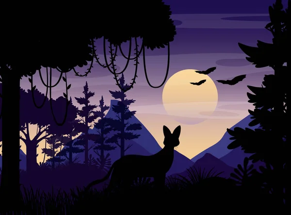 Illustration Fond Silhouette Paysage Forestier — Image vectorielle