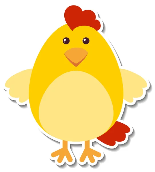 Chubby Chicken Animal Crtoon Sticker Illustration — Stock Vector