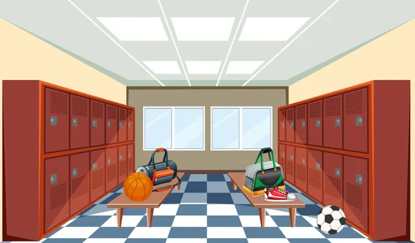 Innenraum Einer Schulumkleidekabine Illustration — Stockvektor
