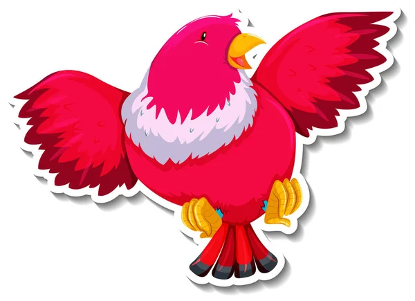 Cute Red Bird Animal Cartoon Sticker Illustration — Stock Vector