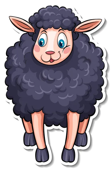 Mouton Noir Ferme Animal Dessin Animé Illustration — Image vectorielle