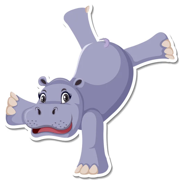 Hippopotamus Dancing Cartoon Character White Background Illustration — Stock Vector