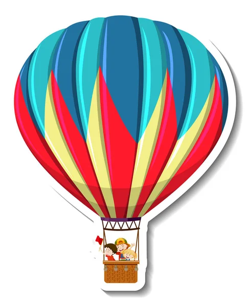 Balão Quente Desenho Animado Etiqueta Ilustração — Vetor de Stock