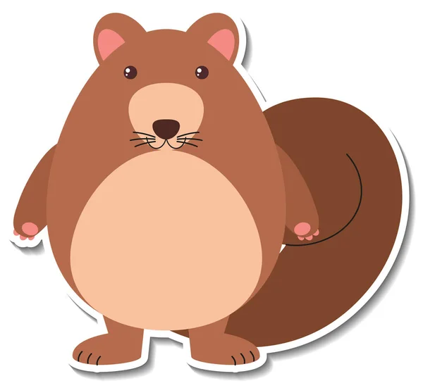 Chubby Σκίουρος Ζώων Εικονογράφηση Αυτοκόλλητο — Διανυσματικό Αρχείο