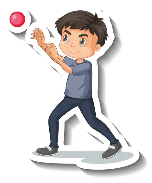 白い背景のイラストにボールを投げる男の子 — ストックベクタ