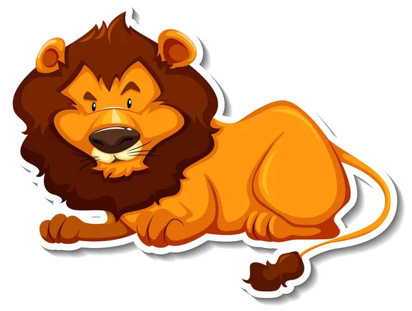 Lion Personnage Dessin Animé Couché Sur Fond Blanc Illustration — Image vectorielle