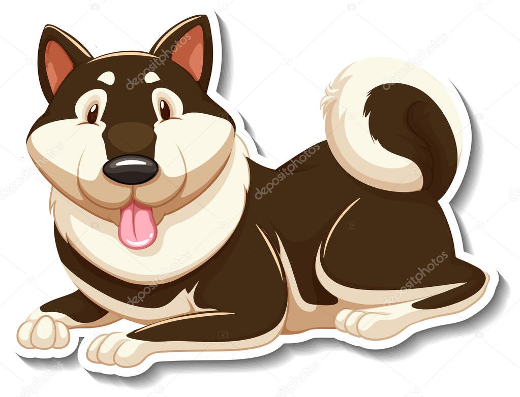 A sticker template of dog cartoon character illustration