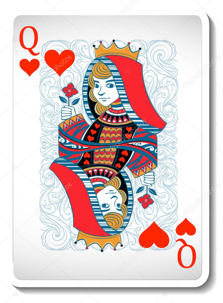 Queen of Hearts Playing Card Isolated illustration