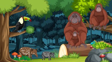 Orman manzaralı vahşi hayvanlar.