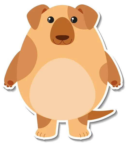 Gordinha Cão Animal Desenho Animado Etiqueta Ilustração —  Vetores de Stock