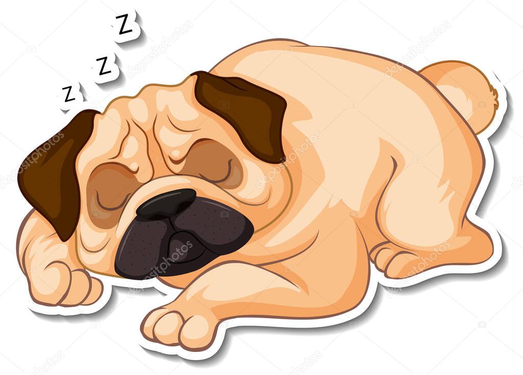A sticker template of dog cartoon character illustration