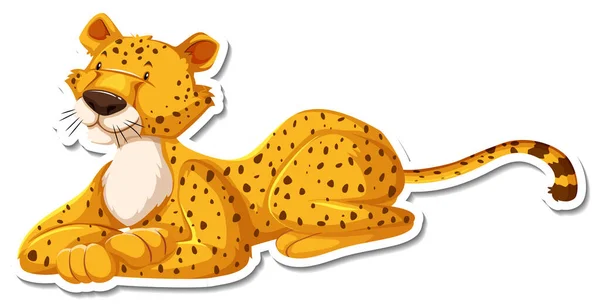 Cheetah Lying Cartoon Character White Background Illustration — Stock Vector