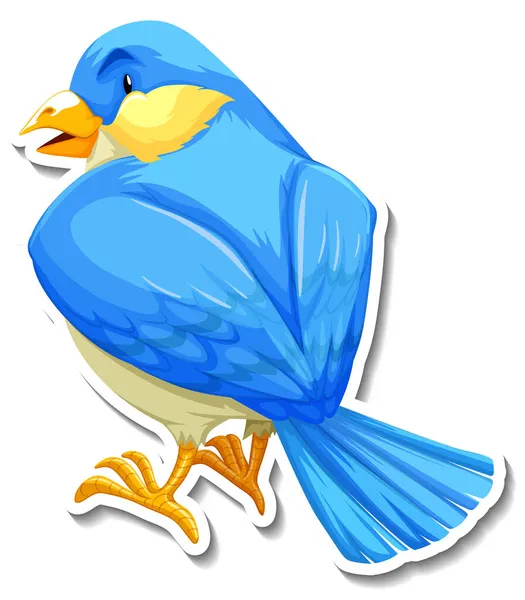 Roztomilý Fialový Pták Zvíře Kreslené Nálepky Ilustrace — Stockový vektor
