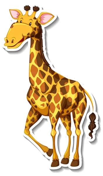 Giraffe Wild Animal Cartoon Sticker Illustration — Stock Vector