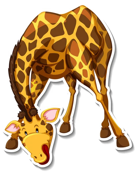 Giraffe Wild Animal Cartoon Sticker Illustration — Stock Vector