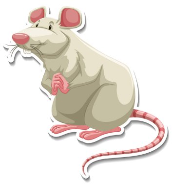 Beyaz Fare çizgi film karakter etiketi çizimi