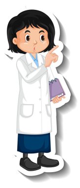 Bilim adamı kız karikatür karakteri çizimi