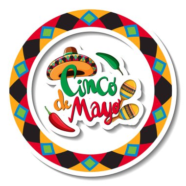 Cinco de Mayo rozet çıkartması çizimi