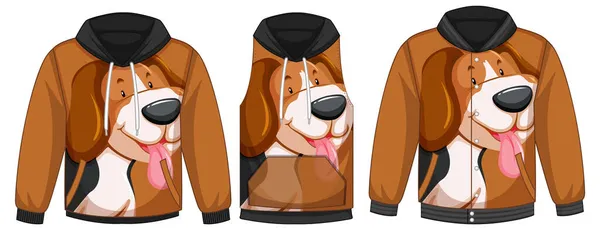 Conjunto Diferentes Chaquetas Con Lindo Perro Plantilla Ilustración —  Fotos de Stock