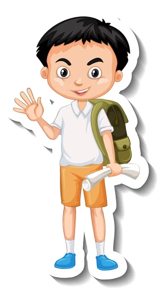 Шкільний Хлопчик Мультфільм Персонаж Наклейка Ілюстрація — стокове фото