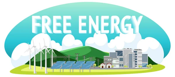 Energía Verde Generada Por Turbina Eólica Ilustración Paneles Solares —  Fotos de Stock