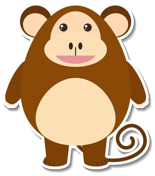 Chubby Monkey Animal Cartoon Sticker Illustration — Stock Photo, Image