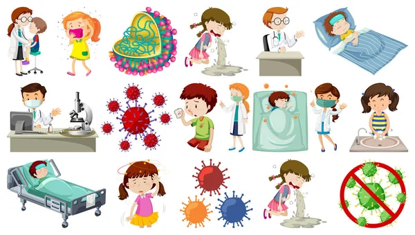 Eine Reihe Von Kranken Mit Unterschiedlichen Symptomen Illustration — Stockfoto