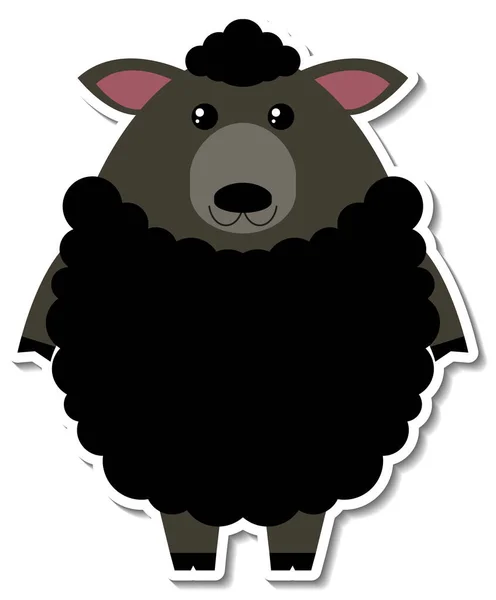 ぽっちゃり黒羊農場動物の漫画のステッカーイラスト — ストック写真