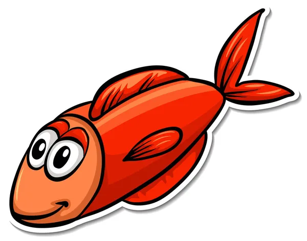 Red Fish Sea Animal Cartoon Sticker Illustration — Stock Photo, Image