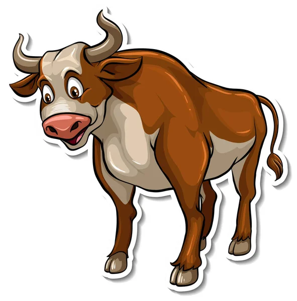 Bull Animal Desenho Animado Etiqueta Ilustração — Fotografia de Stock