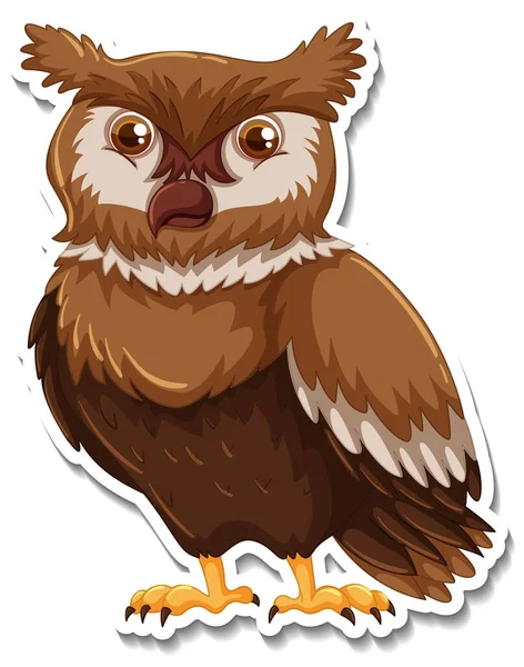 Brown Coruja Pássaro Desenho Animado Personagem Adesivo Ilustração — Fotografia de Stock