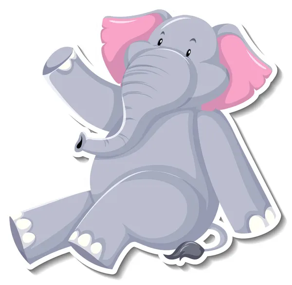 Elefant Sitzt Cartoon Figur Auf Weißem Hintergrund Illustration — Stockfoto