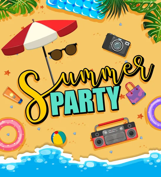 Tropical Beach Scene Summer Party Text Banner Illustration — 스톡 사진