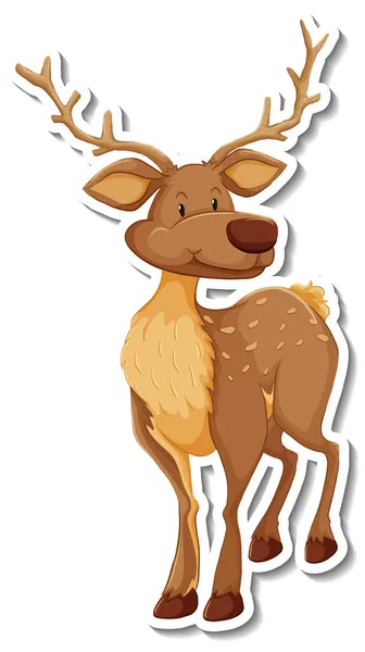 Deer Standing Cartoon Character Sticker Illustration — Stock Photo, Image