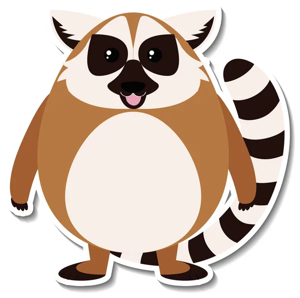 Chubby Lemur Animal Cartoon Sticker Illustration — Stock Photo, Image