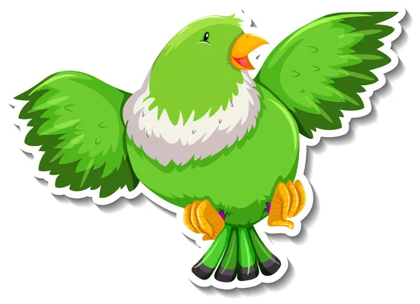 Cute Green Bird Animal Cartoon Sticker Illustration — Stock Photo, Image