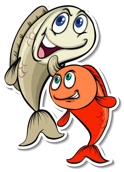 Dwie Ryby Zwierząt Naklejki Kreskówki Ilustracja — Zdjęcie stockowe