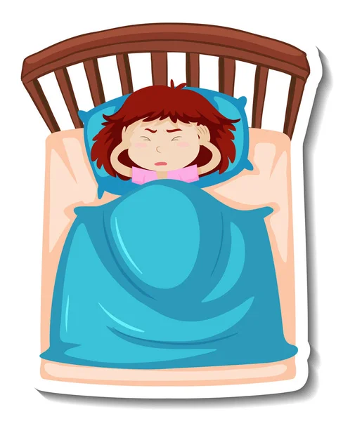 Uma Menina Febre Tremendo Cobertor Ilustração — Fotografia de Stock