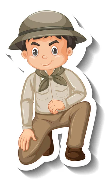 Boy Wear Safari Outfit Cartoon Character Sticker Illustration — Stock Photo, Image