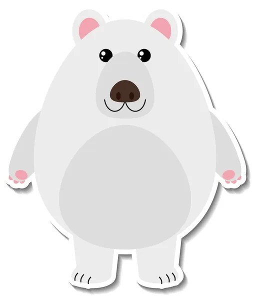 Chubby Polar Bear Animal Cartoon Sticker Illustration — Stock Photo, Image