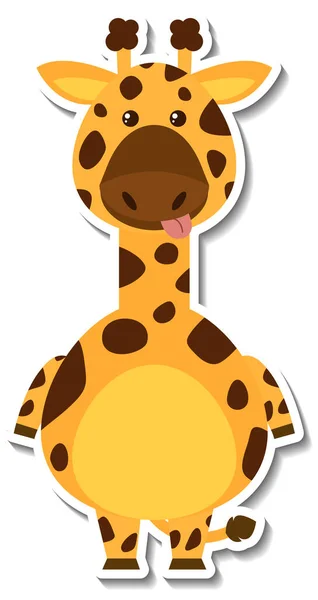 Chubby Giraffe Animal Cartoon Sticker Illustration — Stock Photo, Image