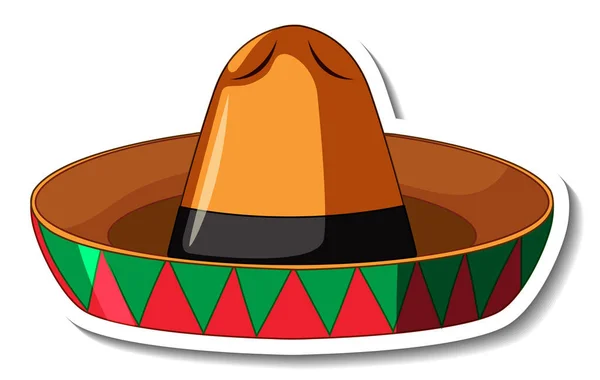 Mexikanska Hatt Tecknad Klistermärke Illustration — Stockfoto