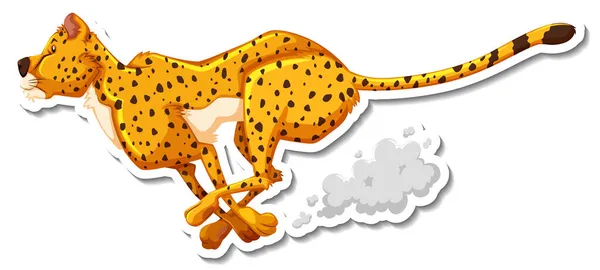 Cheetah Running Cartoon Character White Background Illustration — Stock Photo, Image