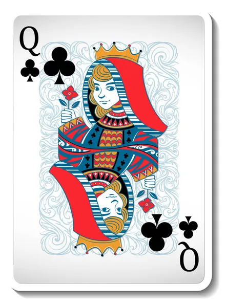 Queen Clubs Playing Card Isolated Illustration — Stock Photo, Image