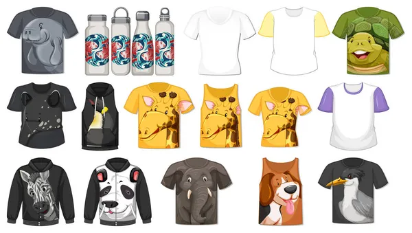 Sada Různých Košil Doplňků Zvířecími Vzory Ilustrace — Stock fotografie