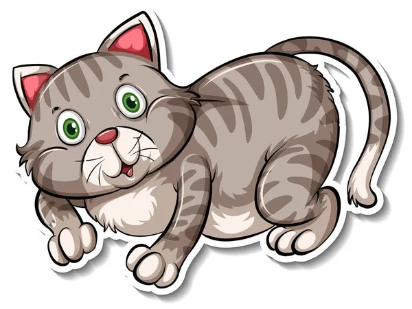 Sticker Template Cat Cartoon Character Illustration — Stock Photo, Image