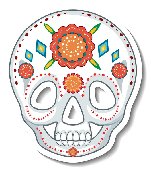 Caveira Mexicana Decorativa Sobre Fundo Branco Ilustração — Fotografia de Stock